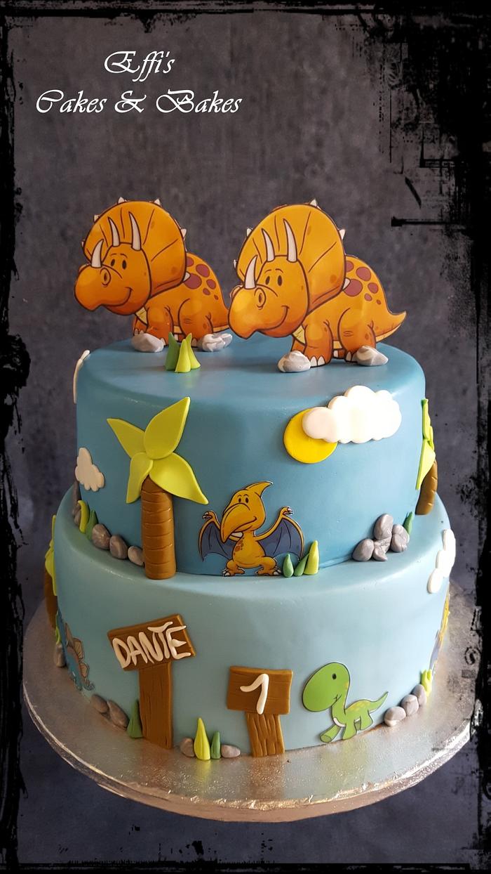 Baby Dino Birthday Cake 