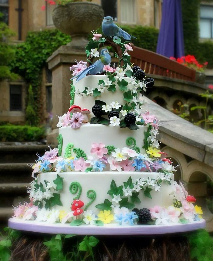 woodland theme wedding cake 