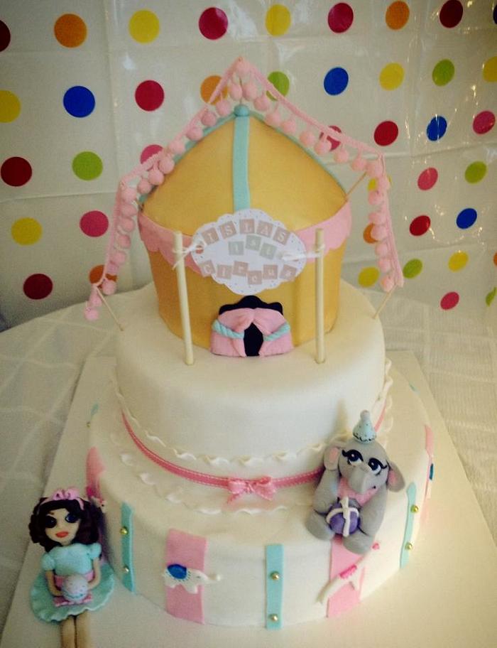 Vintage Circus first Birthday cake and smash cake