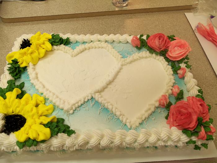 SunFlowers & Roses... I used Liz Larson's Video to create this Cake.