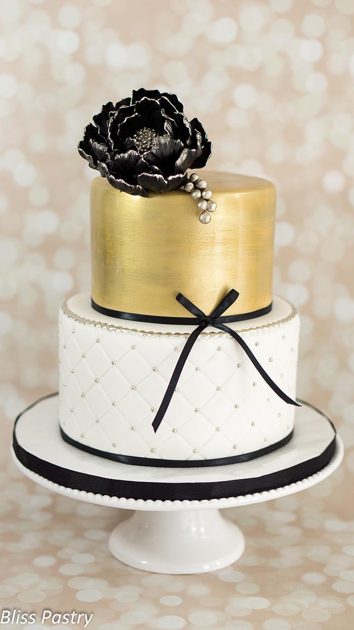 Black White And Gold Birthday Cake
