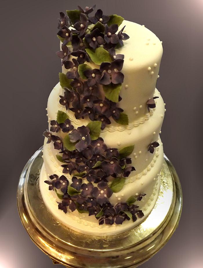 Lilac Hydrangea Wedding cake