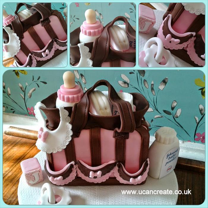 Diaper Bag Cake made for Class @ The Cupcake Workshop, Liverpool