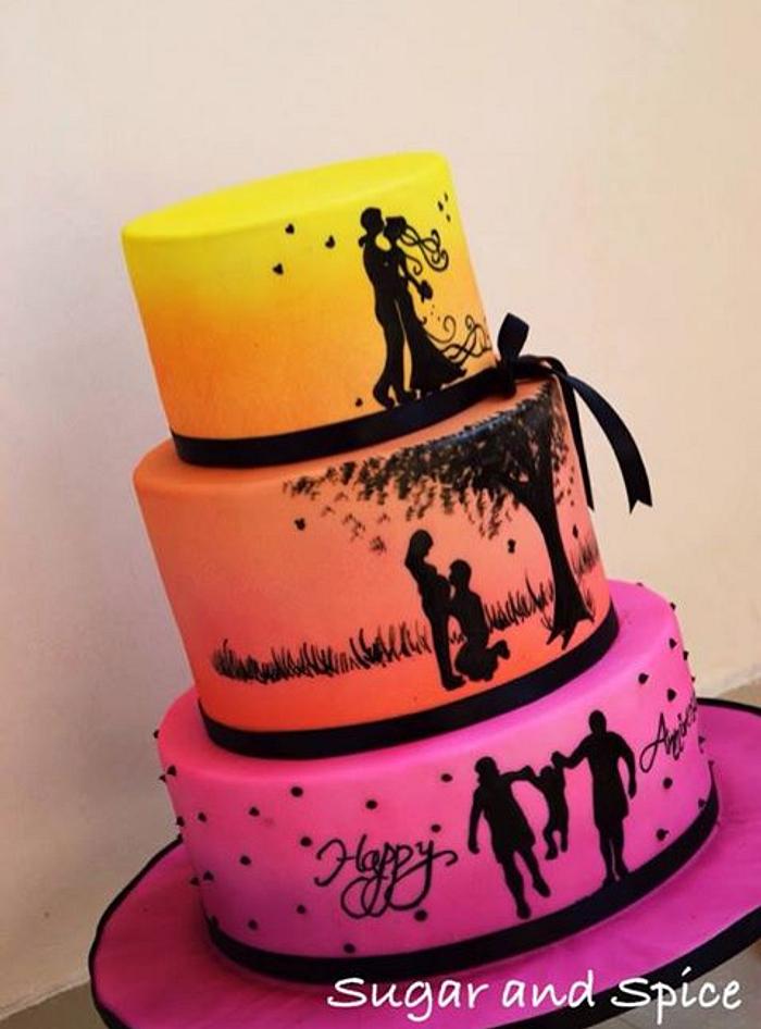 Silhouette Anniversary cake