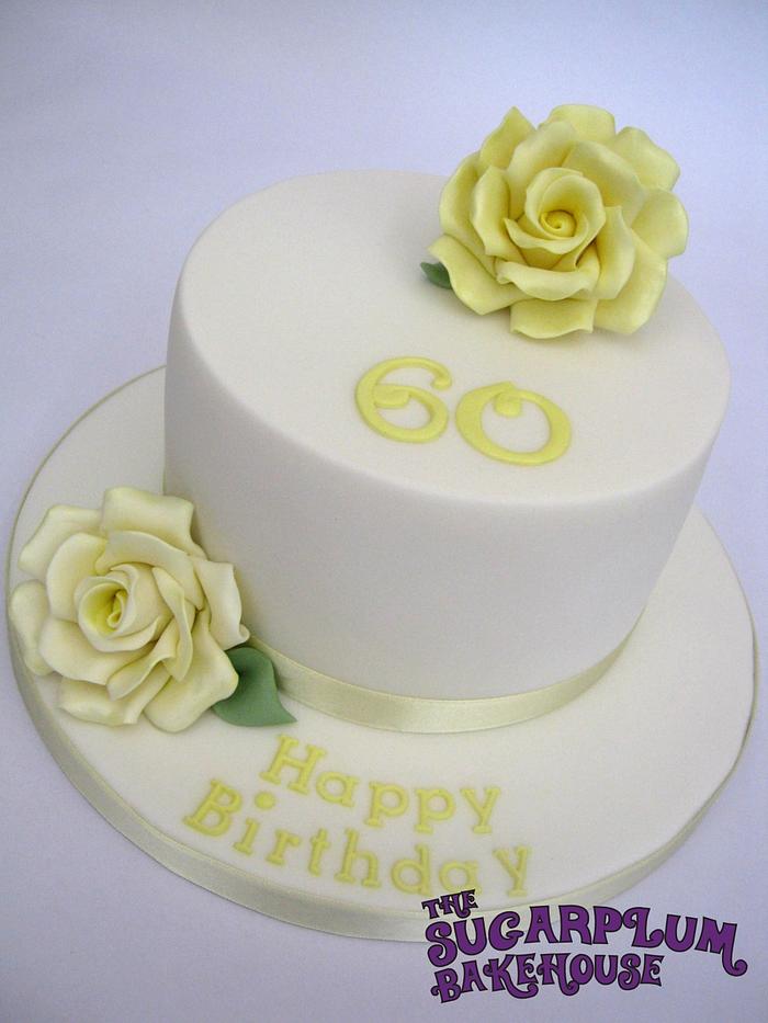 Lemon & White 60th Birthday Cake