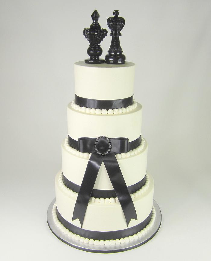 Black Bow Wedding Cake