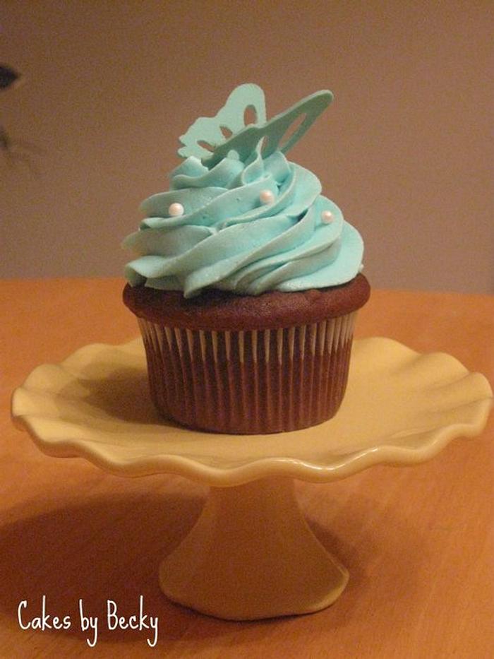 Teal Butterfly Cupcake
