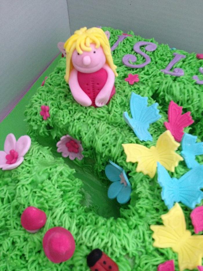 Number 5 fairy garden cake