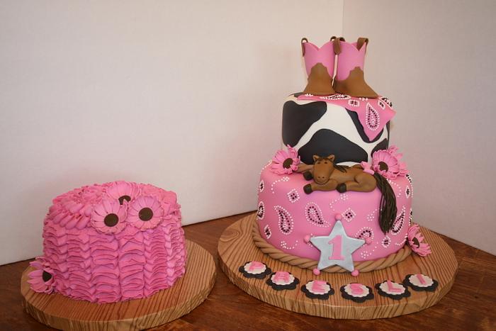 Cowgirl First Birthday Cake