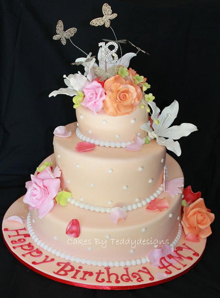 Topsy Turvey Floral Cake