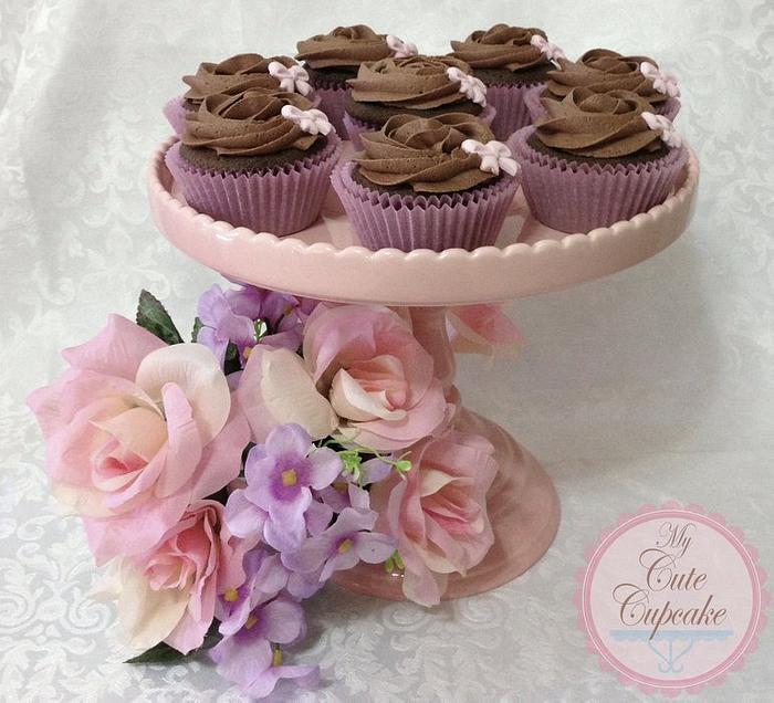 Chocolate Heaven Cupcakes with pretty pink bow