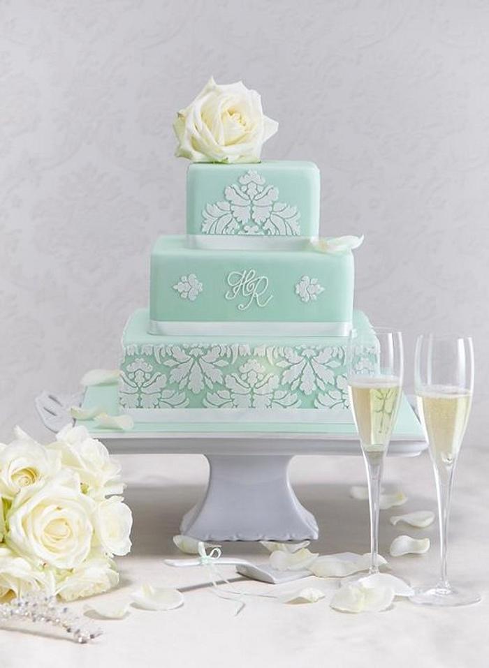 Mint green wedding cake