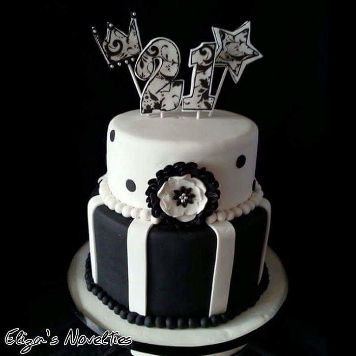 Black and White 21st cake