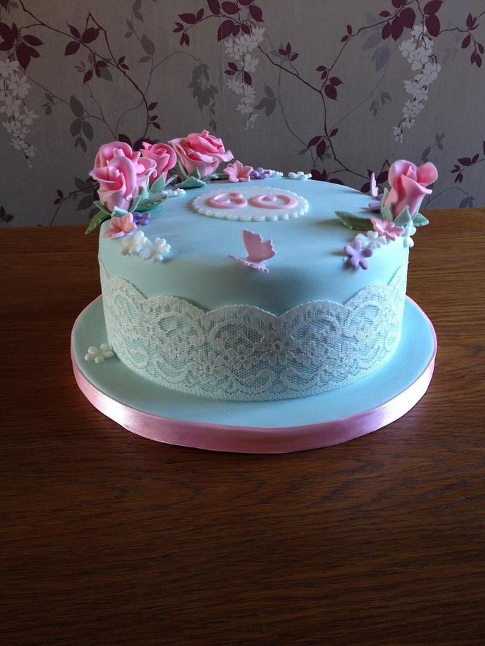 Vintage rose birthday cake