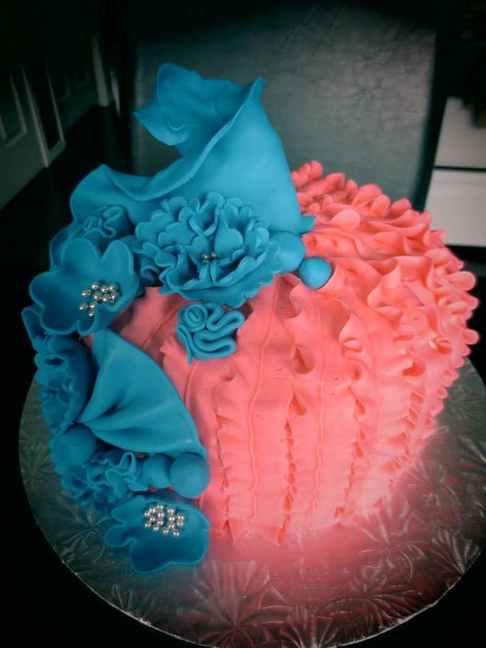 Coral and Blue ruffles