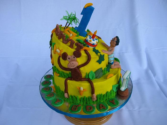 Topsy Turvy Monkey Themed Cake