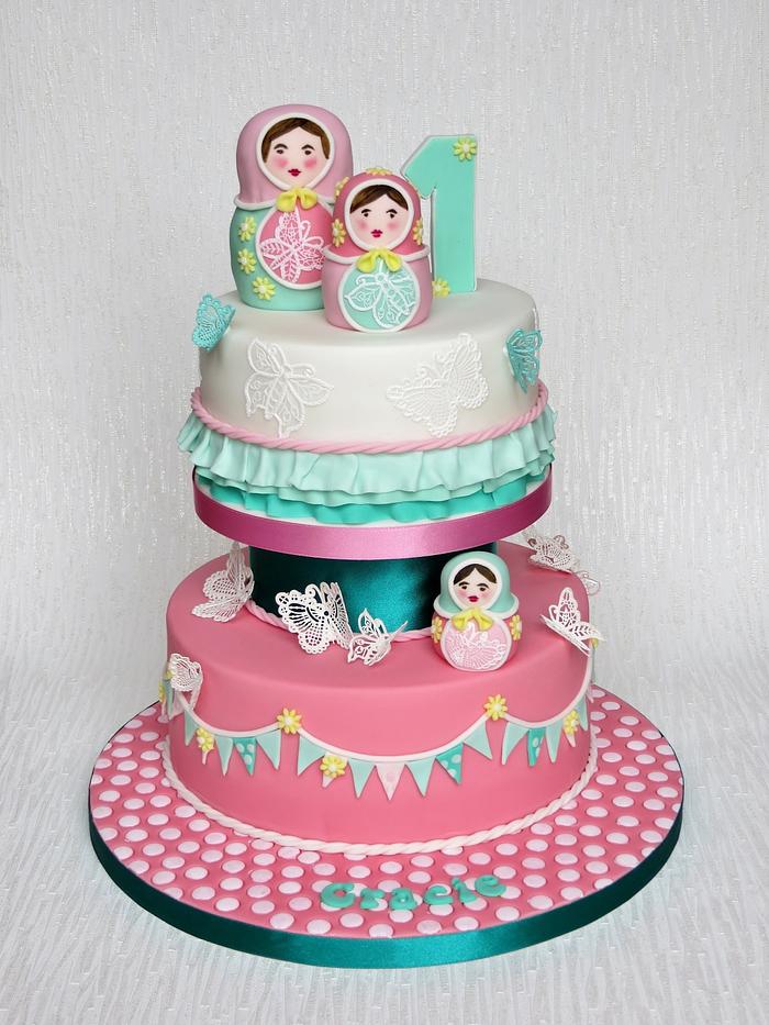 Russian Dolls and Butterflies Cake