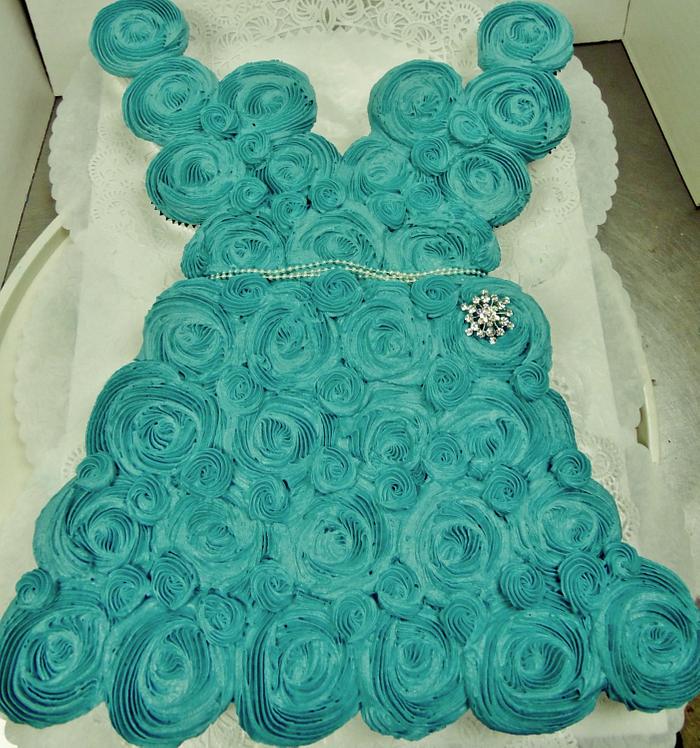 Rosette cupcake dress bridal shower