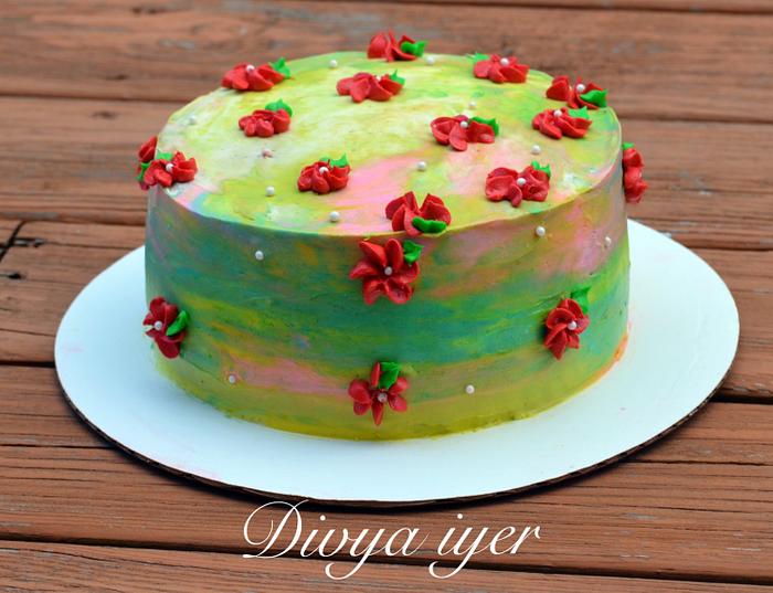 Buttercream water color cake 