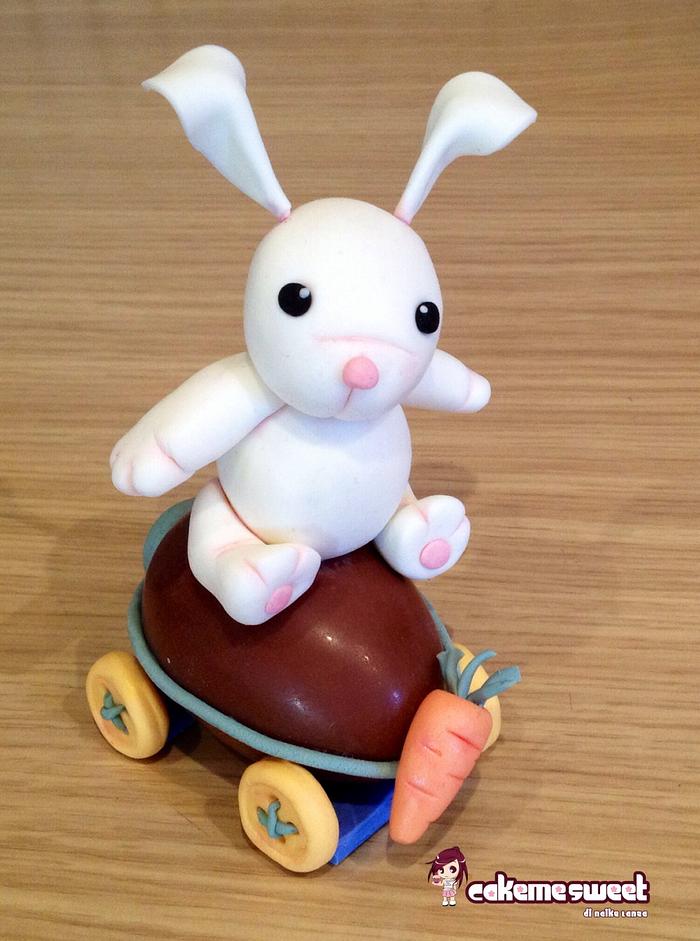 Easter rabbit on rabbit car