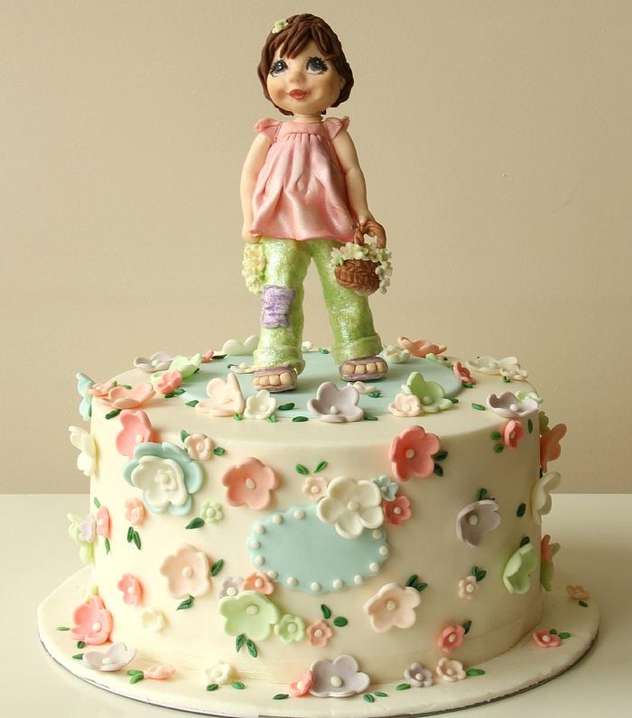 spring girl cake