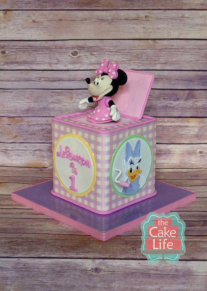 Minnie Mouse cake, Jack in the Box