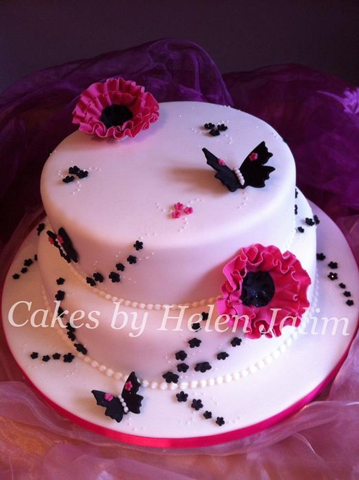 Butterflies and flowers cake