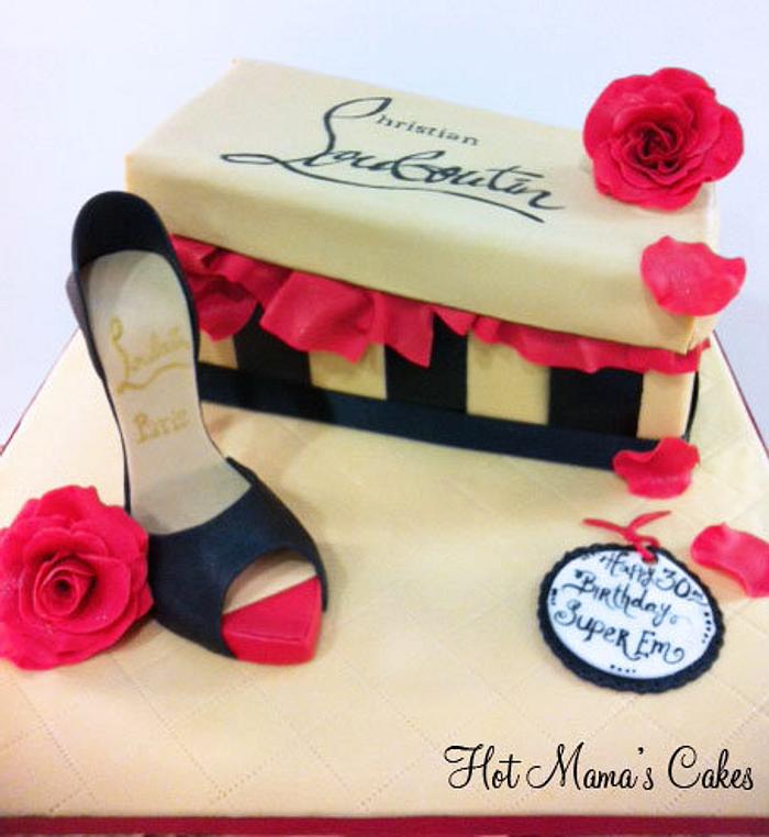 Louboutin shoe box and heel cake