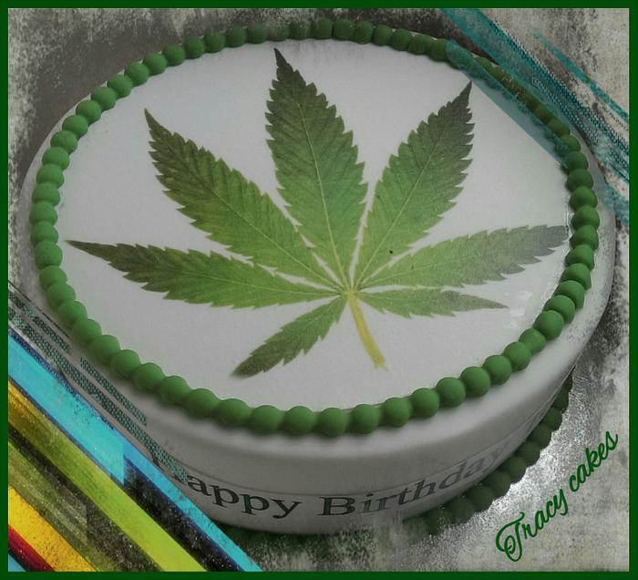 Marijuana leaf cake