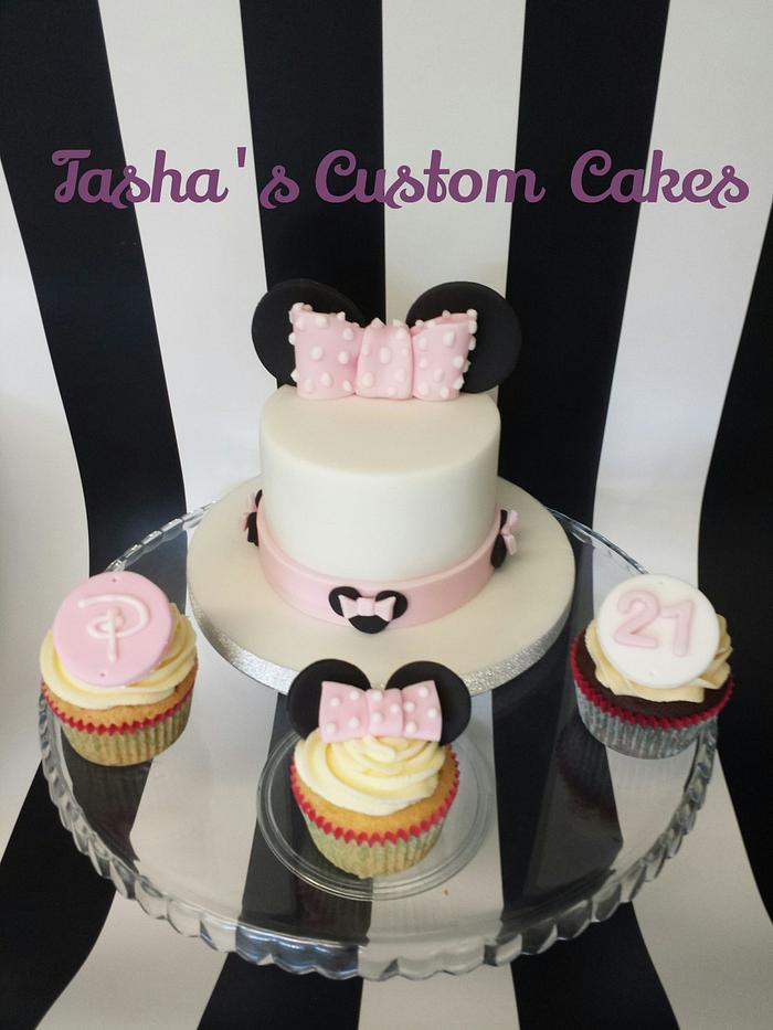 Minnie & Disney themed cake and cupcakes