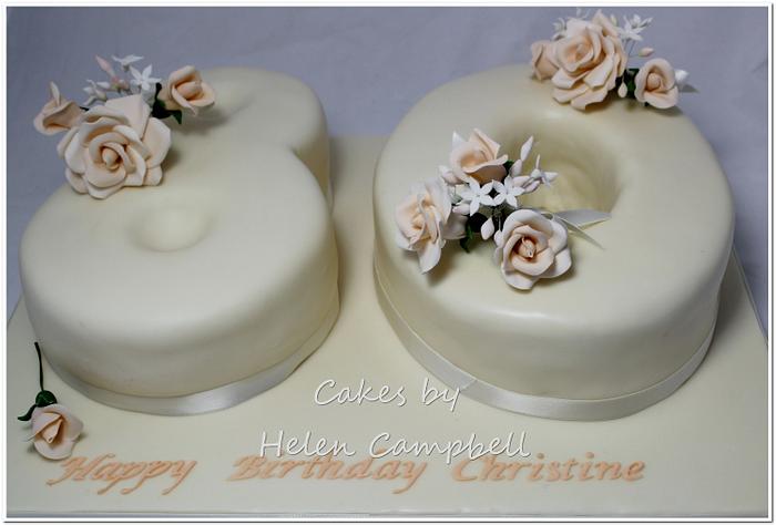 80th birthday cake with roses
