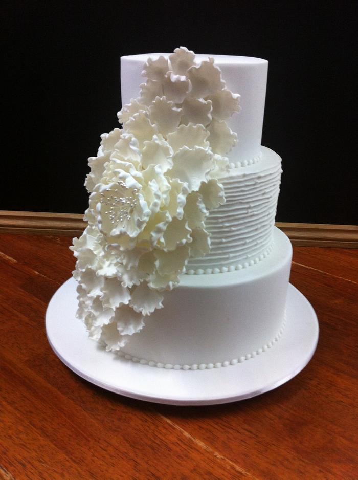 Cascading peony wedding cake 