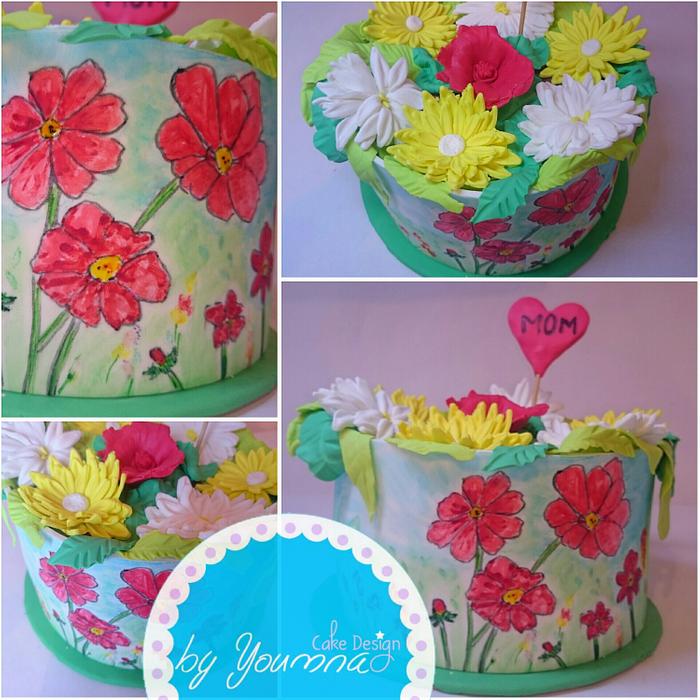 Hand painted cake,mother's day 