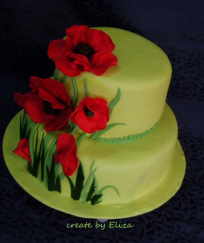 Birthday cake with poppies :)