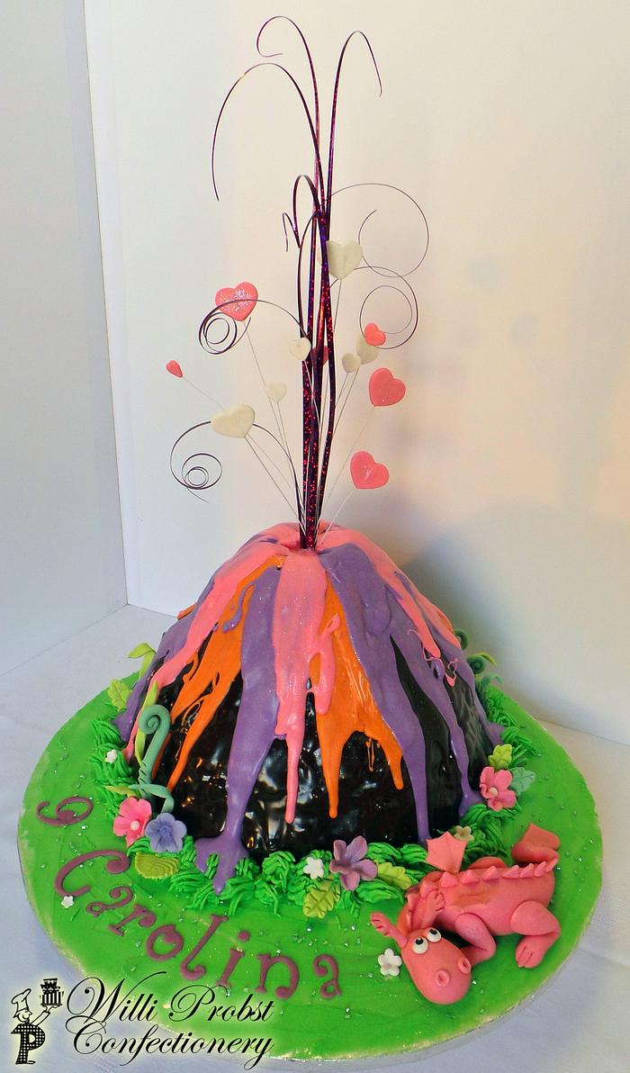 Girly Volcano & Dragon Cake