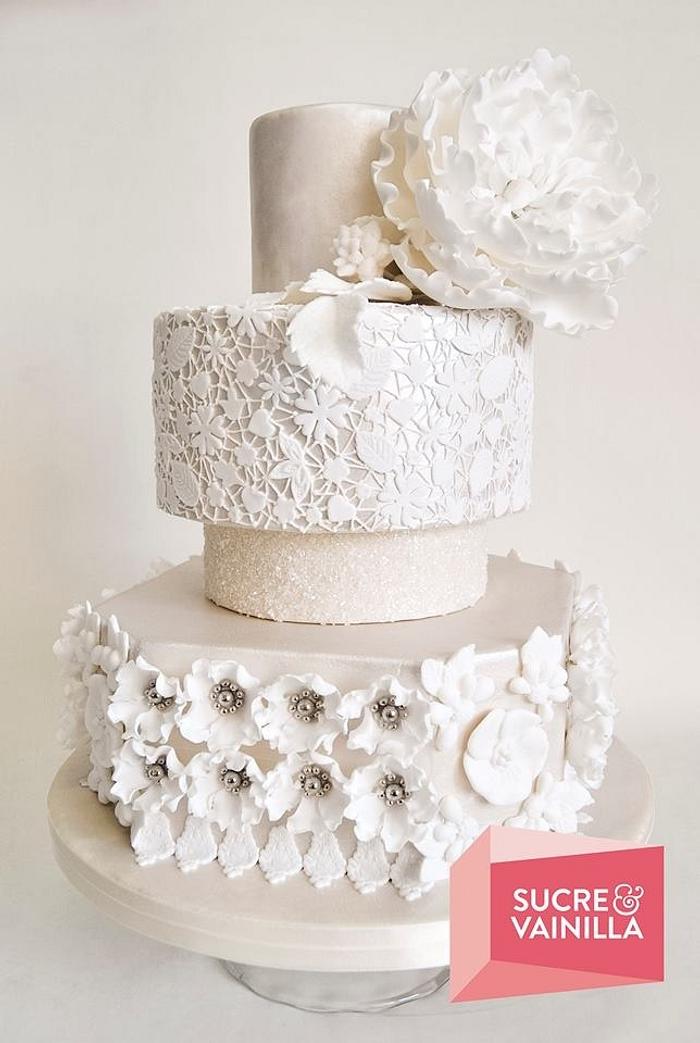 White wedding  cake 