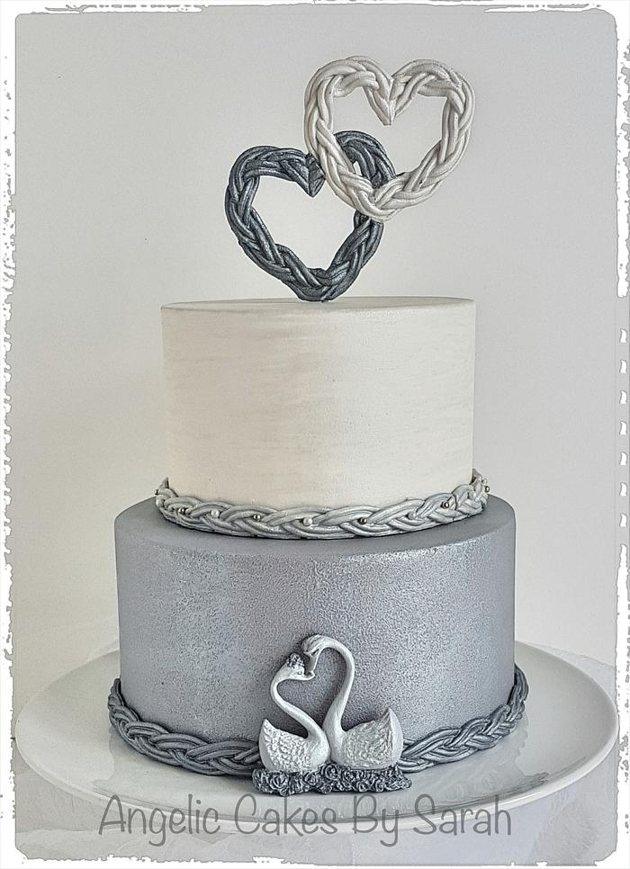 Small Silver Wedding Cake Trio 3