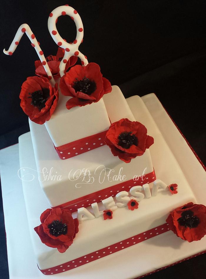 Red poppies cake