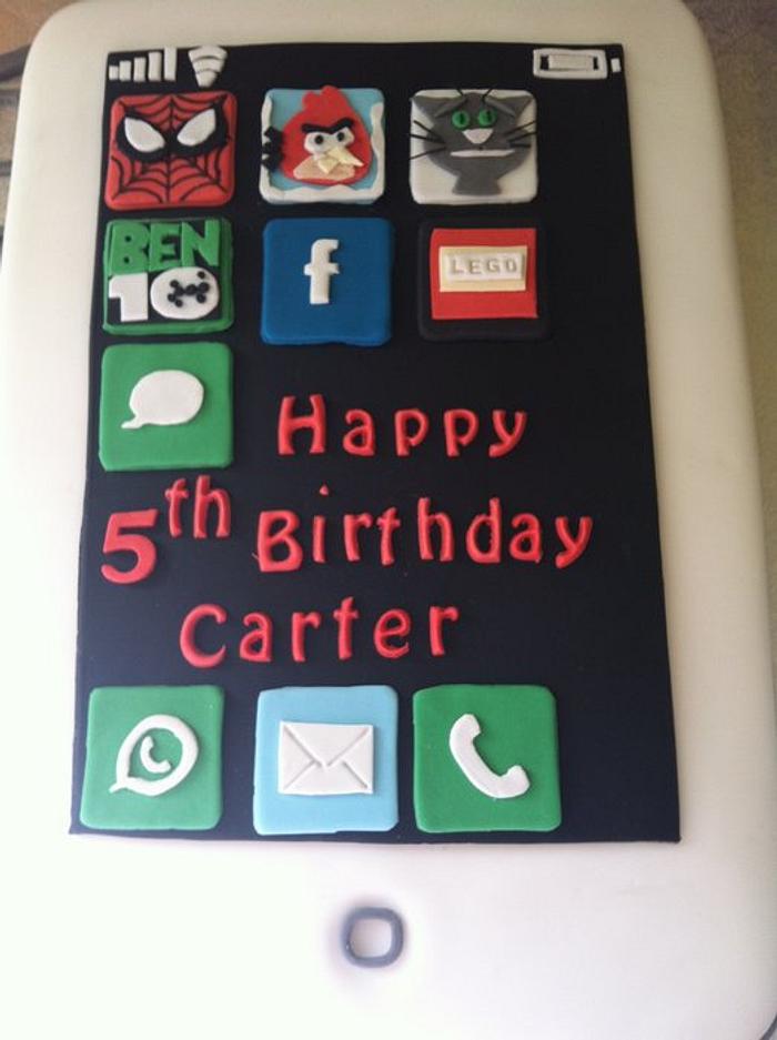 Iphone cake ......with hand made apps 