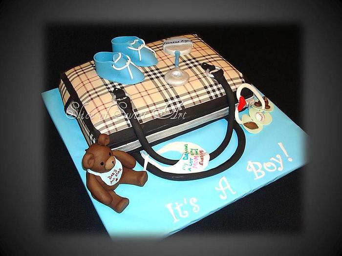 Burberry Diaper Bag Cake - It's A Boy!