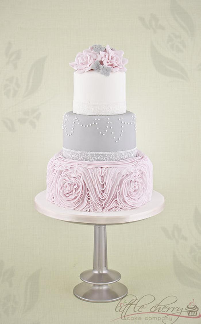 Pink Ruffle Wedding Cake