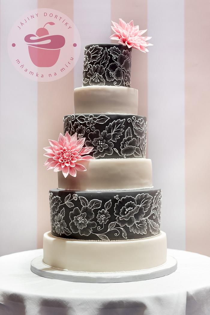 Grey and White Wedding Cake