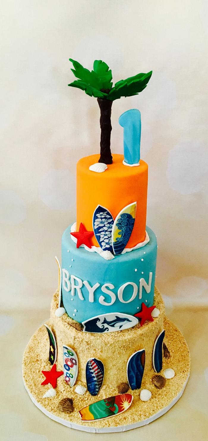 Surf theme birthday cake