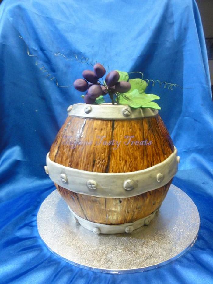 Wine barrel cake.