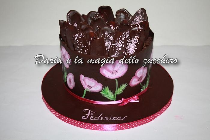 handpainted chocolate collar cake