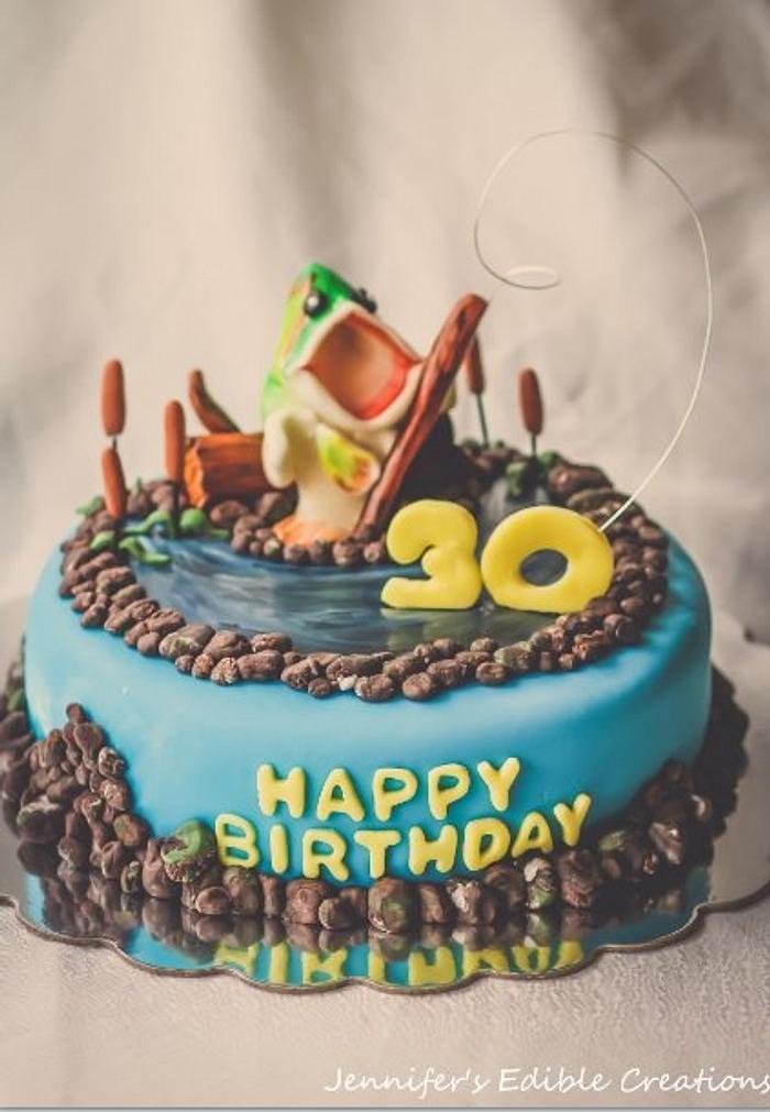 30th Birthday Cake for a Bass Fisherman