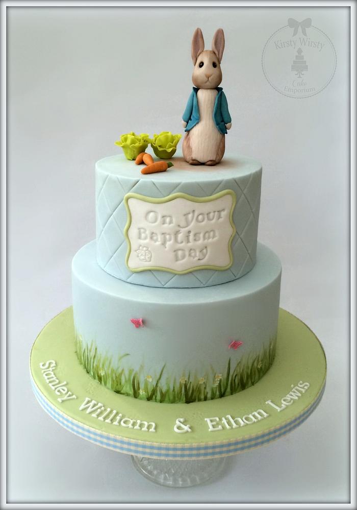 Peter Rabbit Baptism Cake 