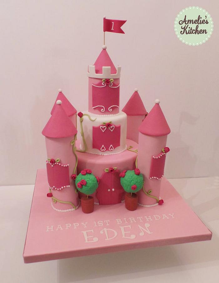 Princess castle 1st birthday cake
