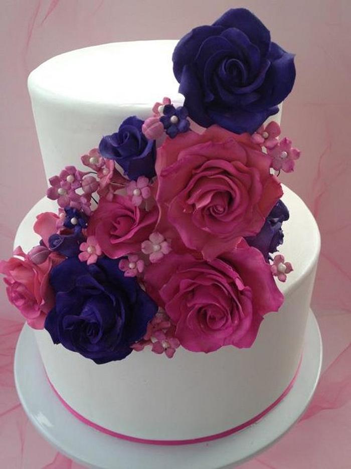 Pink & Purple Cascading Roses