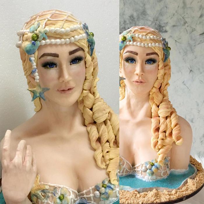 Mermaid bust cake